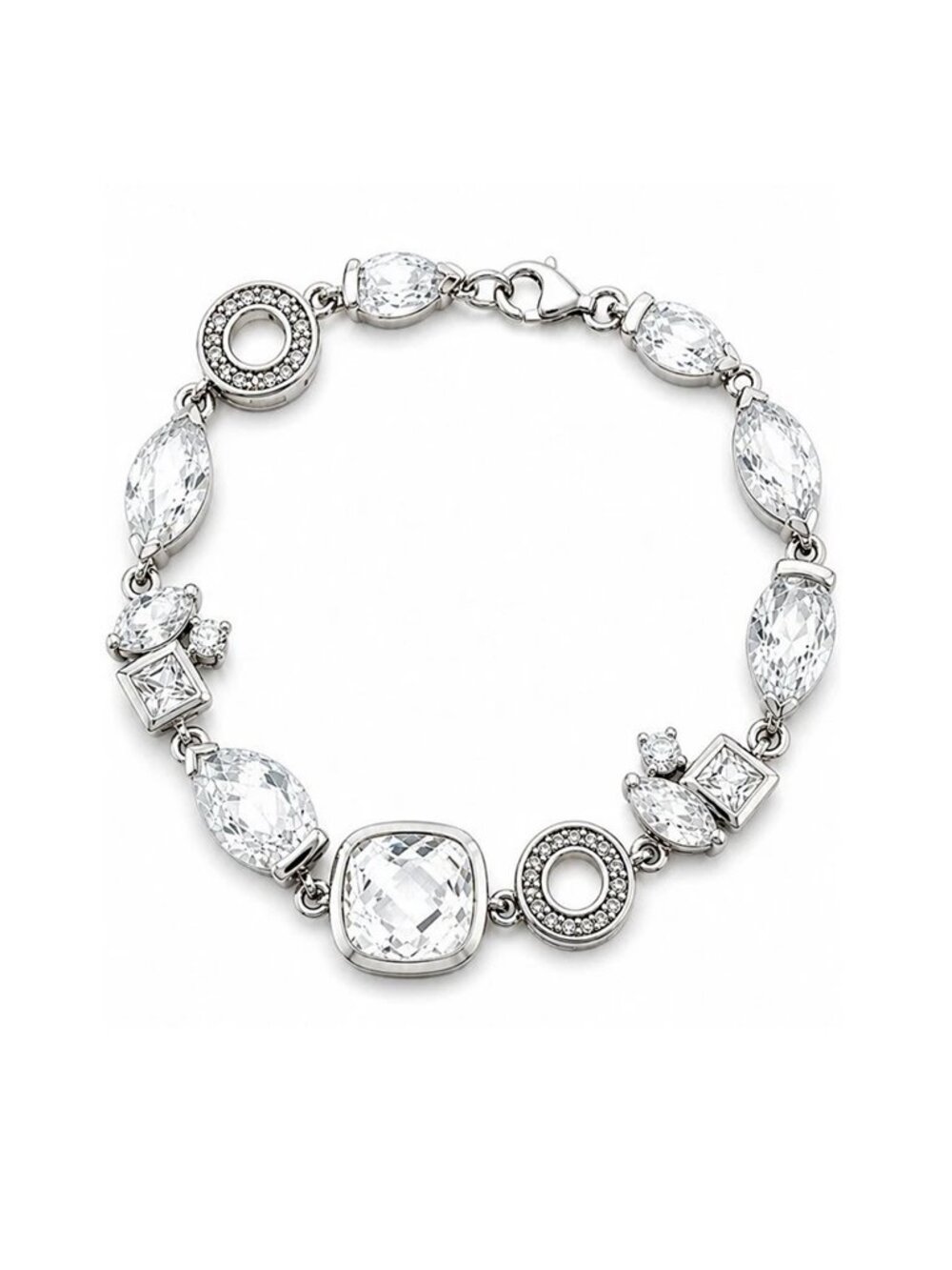 Created White Sapphire Bracelet Solid .925 Sterling Silver